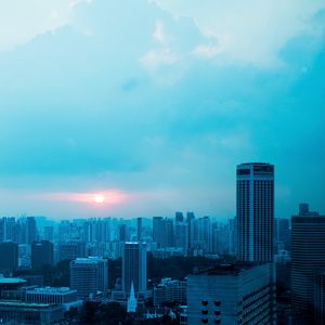 Preview wallpaper singapore, skyscrapers, evening