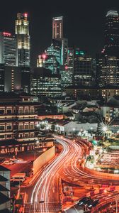 Preview wallpaper singapore, skyscrapers, metropolis, night