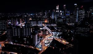 Preview wallpaper singapore, skyscrapers, night, night city