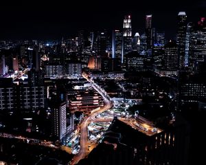 Preview wallpaper singapore, skyscrapers, night, night city