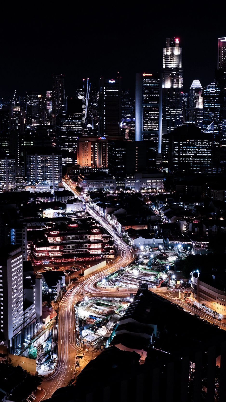 Download Wallpaper 938x1668 Singapore Skyscrapers Night Night City Iphone 8 7 6s 6 For Parallax Hd Background