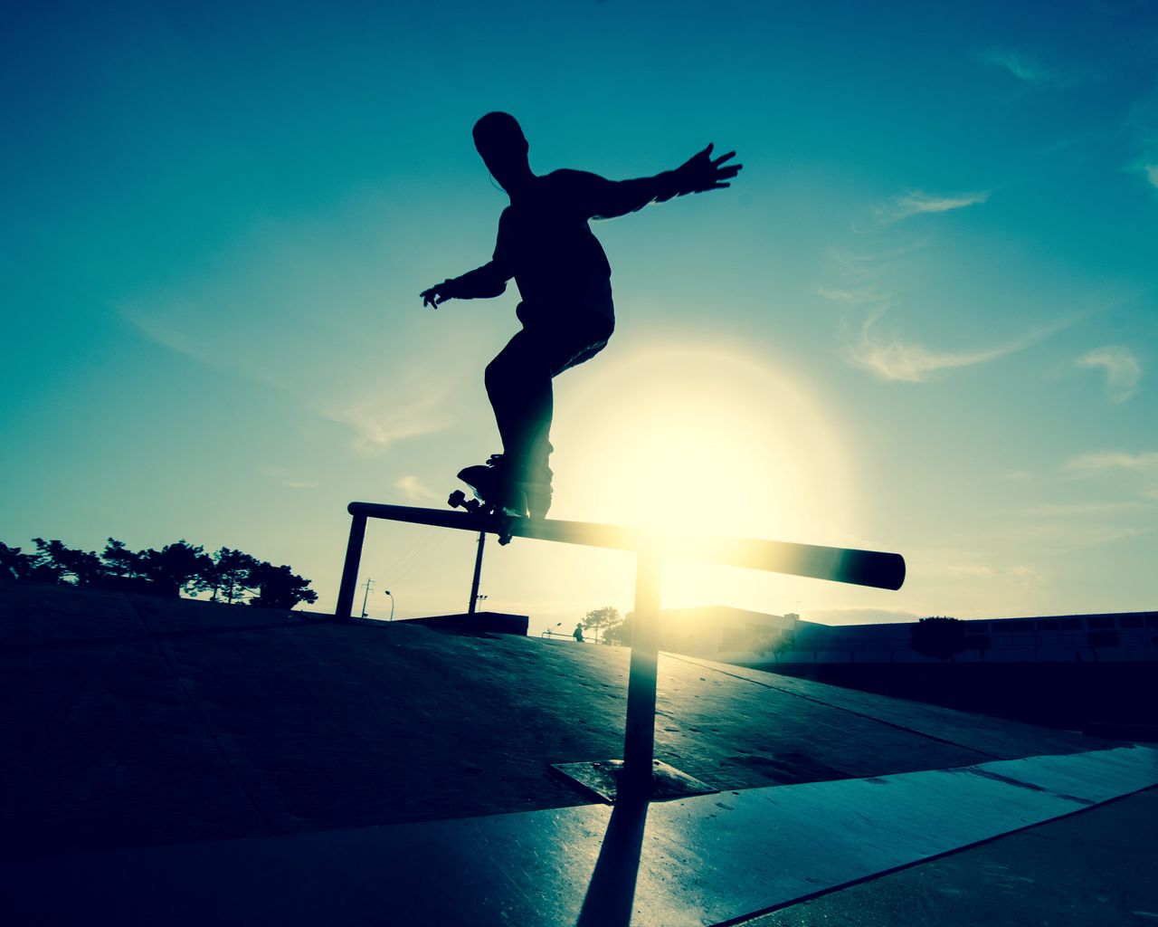 Download wallpaper 1280x1024 skate, board, athlete, railings, motion ...