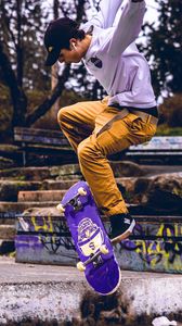 Preview wallpaper skate, skateboarder, skateboarding, street