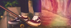 Preview wallpaper skateboard, legs, sneakers, hobby