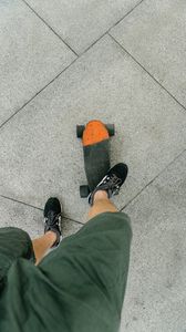 Preview wallpaper skateboard, legs, sneakers