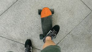 Preview wallpaper skateboard, legs, sneakers