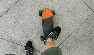 Preview wallpaper skateboard, legs, sneakers