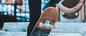 Preview wallpaper skateboard, legs, sneakers, trick
