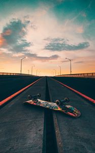 Preview wallpaper skateboard, road, marking, sky