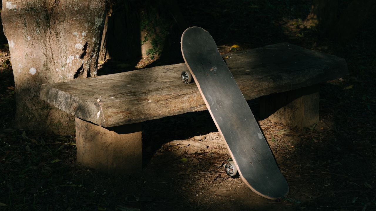 Wallpaper skateboard, skate, bench, shadow