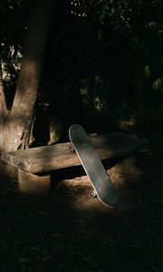 Preview wallpaper skateboard, skate, bench, shadow