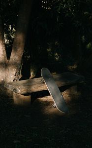 Preview wallpaper skateboard, skate, bench, shadow