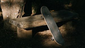 Preview wallpaper skateboard, skate, bench, shadow