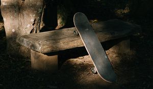 Preview wallpaper skateboard, skate, bench, shadow