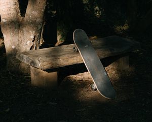 Preview wallpaper skateboard, skate, bench, shadow