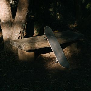 Preview wallpaper skateboard, skate, bench, shadow