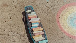Preview wallpaper skateboard, skate, crayons, colorful