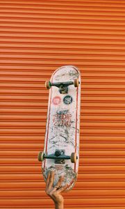 Preview wallpaper skateboard, skate, hand, wall