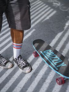 Preview wallpaper skateboard, skate, skater, legs, sneakers, style