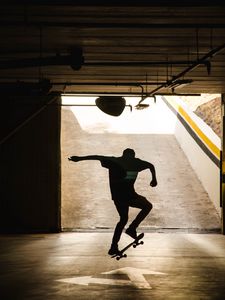 Preview wallpaper skateboard, skater, silhouette, trick