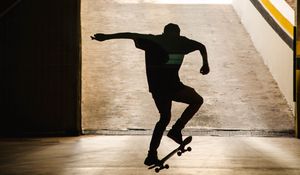 Preview wallpaper skateboard, skater, silhouette, trick