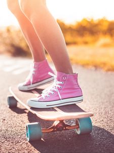 Preview wallpaper skateboard, sneakers, summer, sunny, entertainment