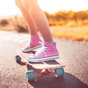 Preview wallpaper skateboard, sneakers, summer, sunny, entertainment