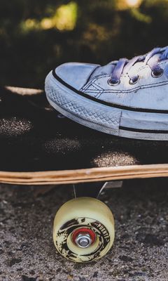 240x400 Wallpaper skateboard, wheel, foot, shoes, white, skate