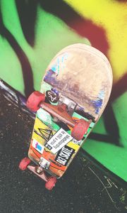 Preview wallpaper skateboard, wheels, art, multicolored