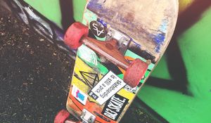 Preview wallpaper skateboard, wheels, art, multicolored