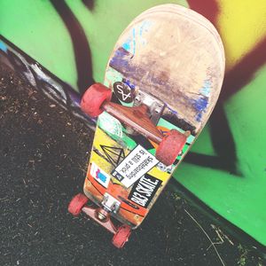 Preview wallpaper skateboard, wheels, art, multicolored