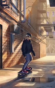 Preview wallpaper skater, skate, street, lane, art