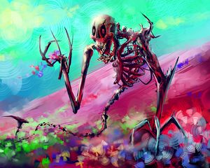 Preview wallpaper skeleton, art, bright, colorful
