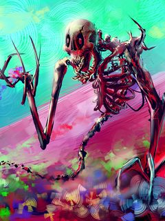 240x320 Wallpaper skeleton, art, bright, colorful