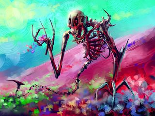 320x240 Wallpaper skeleton, art, bright, colorful