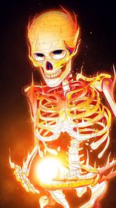 Preview wallpaper skeleton, bones, fire, art