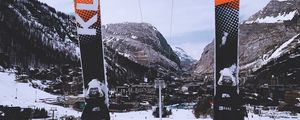 Preview wallpaper ski, cable car, mountains, winter