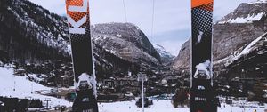 Preview wallpaper ski, cable car, mountains, winter