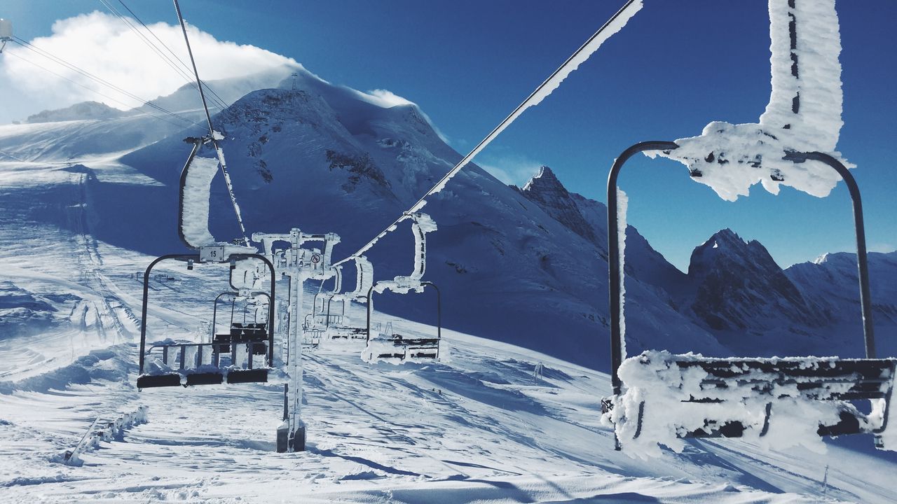 Wallpaper ski lift, mountains, snow