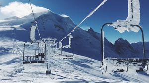 Preview wallpaper ski lift, mountains, snow
