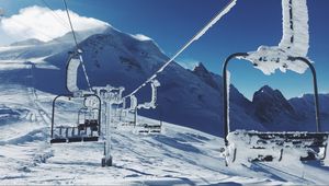 Preview wallpaper ski lift, mountains, snow