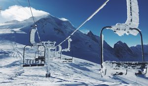 Preview wallpaper ski lift, mountains, snow