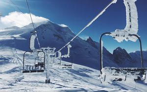 Preview wallpaper ski lift, mountains, snow