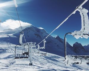 Preview wallpaper ski lift, mountains, snow