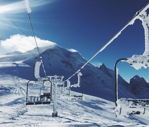 Preview wallpaper ski lift, mountains, snow