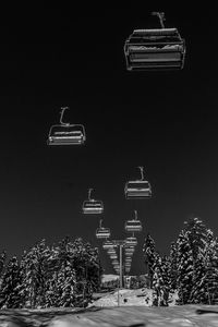 Preview wallpaper ski lift, winter, bw, snow