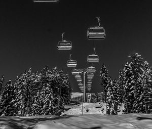 Preview wallpaper ski lift, winter, bw, snow