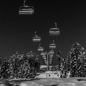 Preview wallpaper ski lift, winter, bw, snow