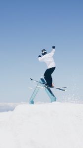 Preview wallpaper skier, jump, trick, ski, snow, sport