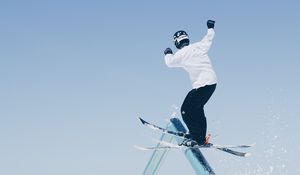 Preview wallpaper skier, jump, trick, ski, snow, sport